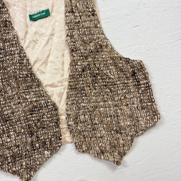 Vintage 90s Coldwater Creek Chunky Woven Open Front Vest Brown, Size Large - Picture 2 of 5